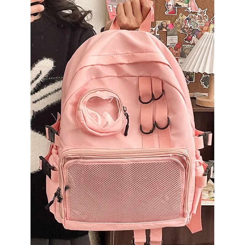 Mochila escolar estilo Collage para adolescente, mochila Itabag Kawaii, mochila transparente con corazón de amor JK, nueva bolsa para ordenador portátil 2024 para mujer