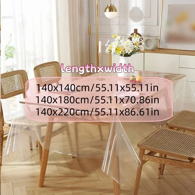1pc Practical PVC Tablecloth Oil Proof European Style Desk Mat Transparent Rectangular/Square Table Runner Coffee Table ﻿