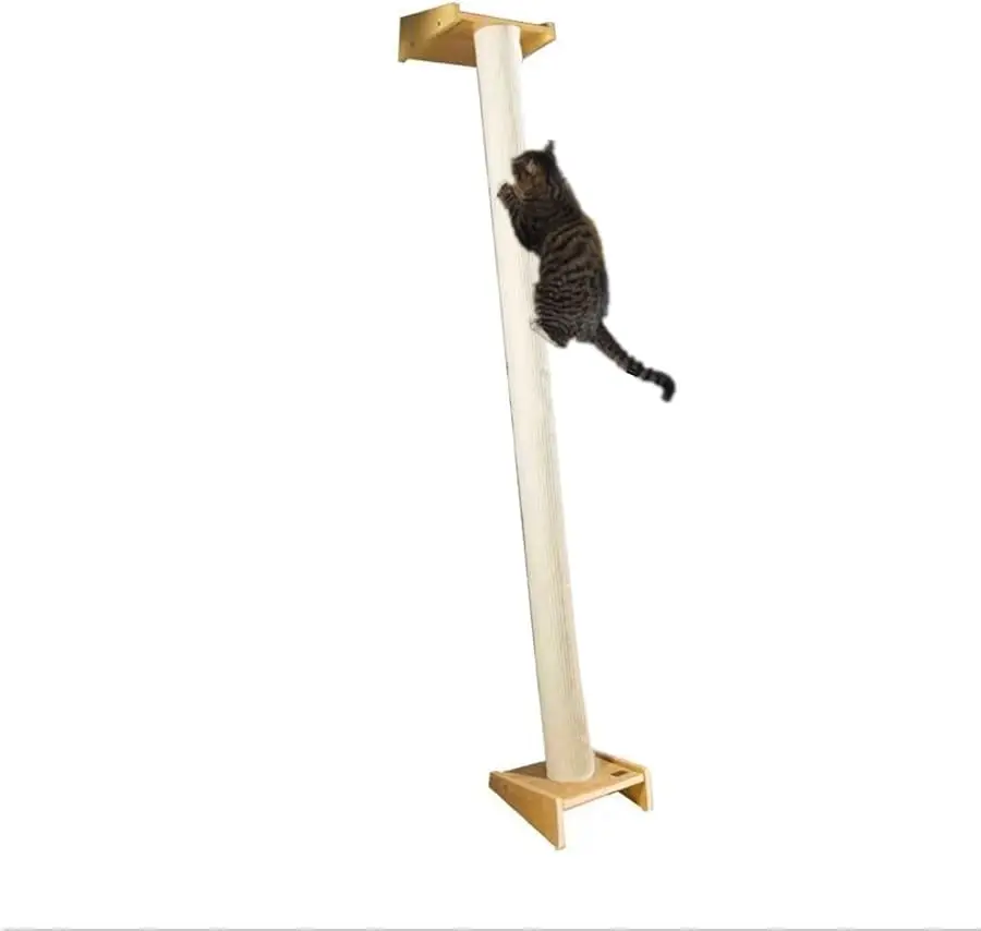 

SHENGOCASE Modern 78.7“ Tall Leaning Cat Tree Tower Scratching Post Pillar with Bed Perch, Wall Mounted Cat Shelves for Window (