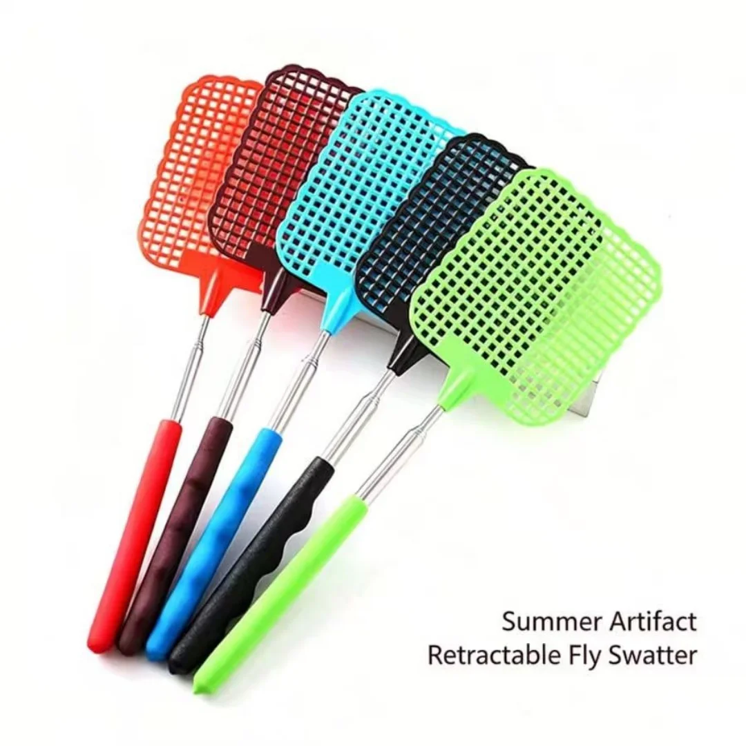 Summer Mosquito Swatter, Telescopic Fly Swatter with Stainless Steel Anti-slip Handle, Pest Control Tool for Home & Garden