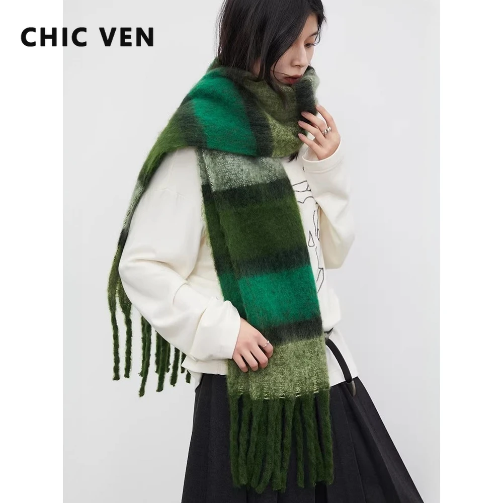 

CHIC VEN Women Scarfs Korean Fashion Contrast Color Tassel Design Soft Scarves Lady Accessories Autumn Winter New 2026