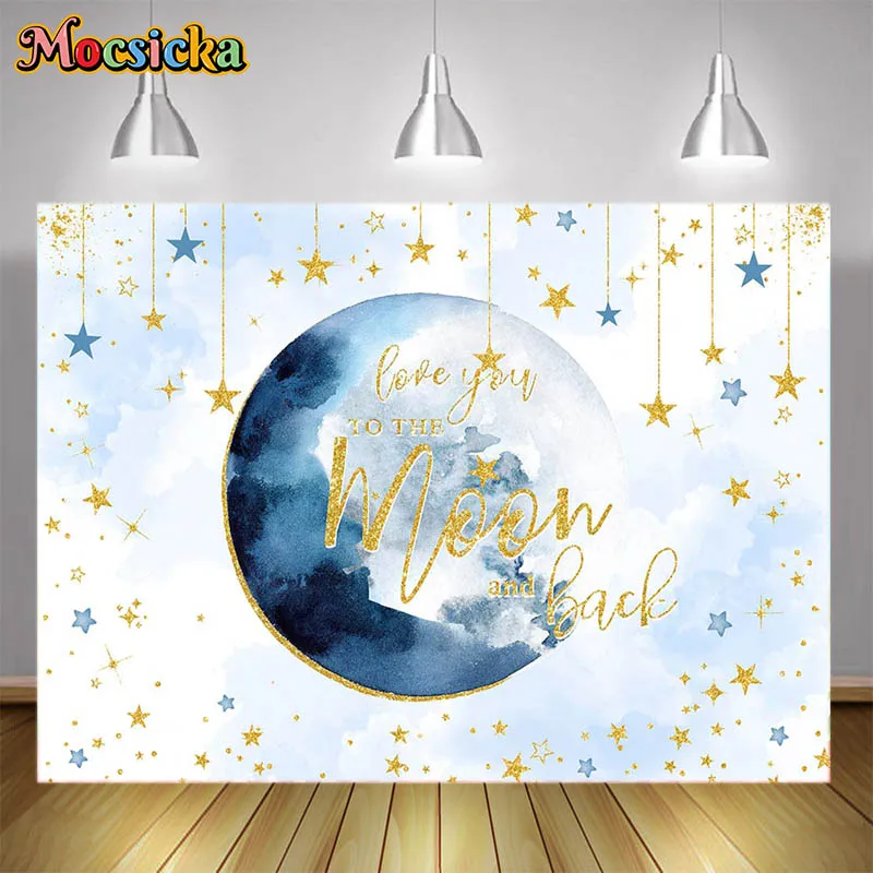 

Newborn 1st Birthday Photography Background Gold Stars Circular Painting Baby Shower Party Decor Props Kids Portrait Backdrops