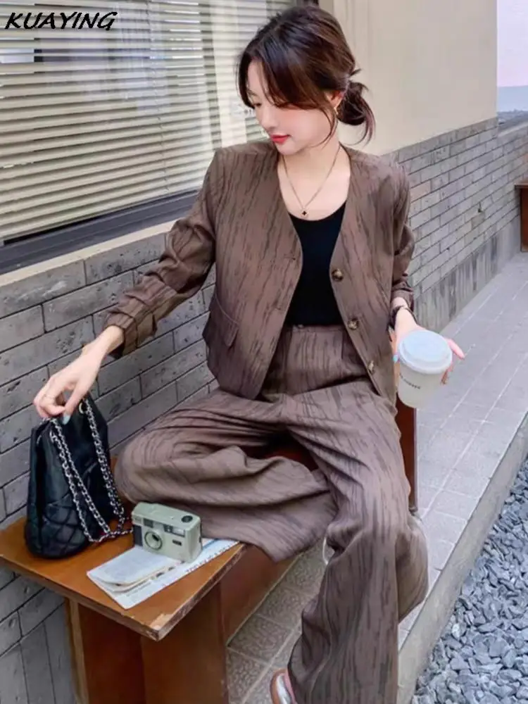 Korean Elegant Women Blazer Pants Suits Autumn Business Formal Suit Jackets Office Lady 2 Pieces Set Female Casual Chic Clothes