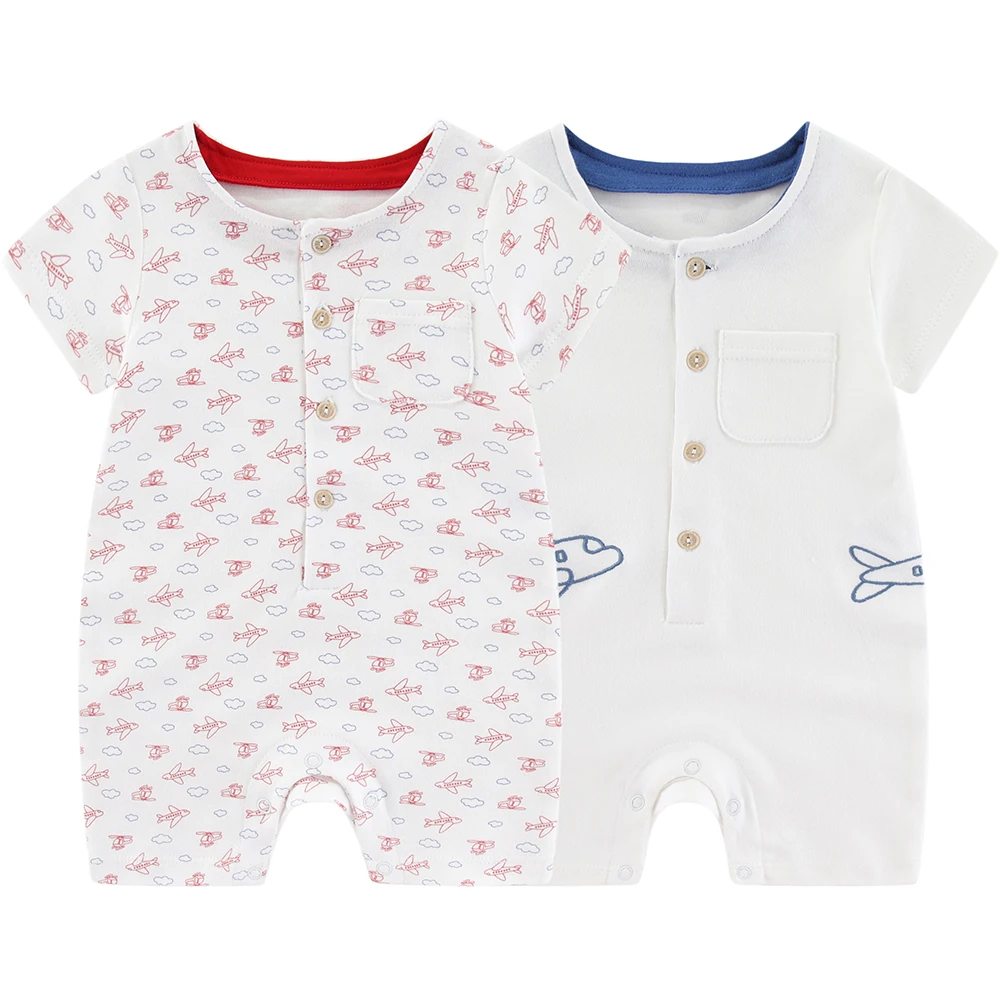 2Pcs/lot Newborn Baby Romper Short Sleeves Jumpsuit for 0-24 Months Boy Girl 2023 New Infant Clothes Cotton Toddler Bodysuits