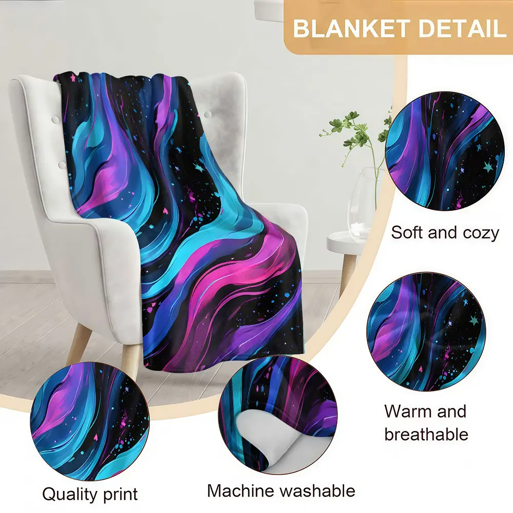 cosmic fluid nebula Soft Warm Flannel Blanket Lightweight Cozy Christmas Halloween Home Decor Room