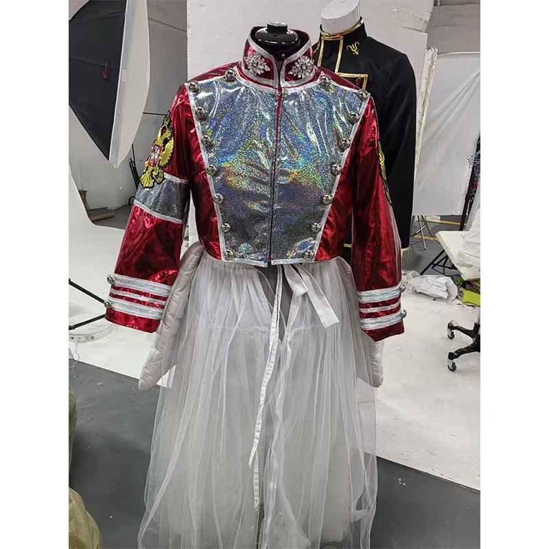 

Женская готическая куртка для косплея, красная куртка для выступлений на сцене, костюм для Хэллоуина