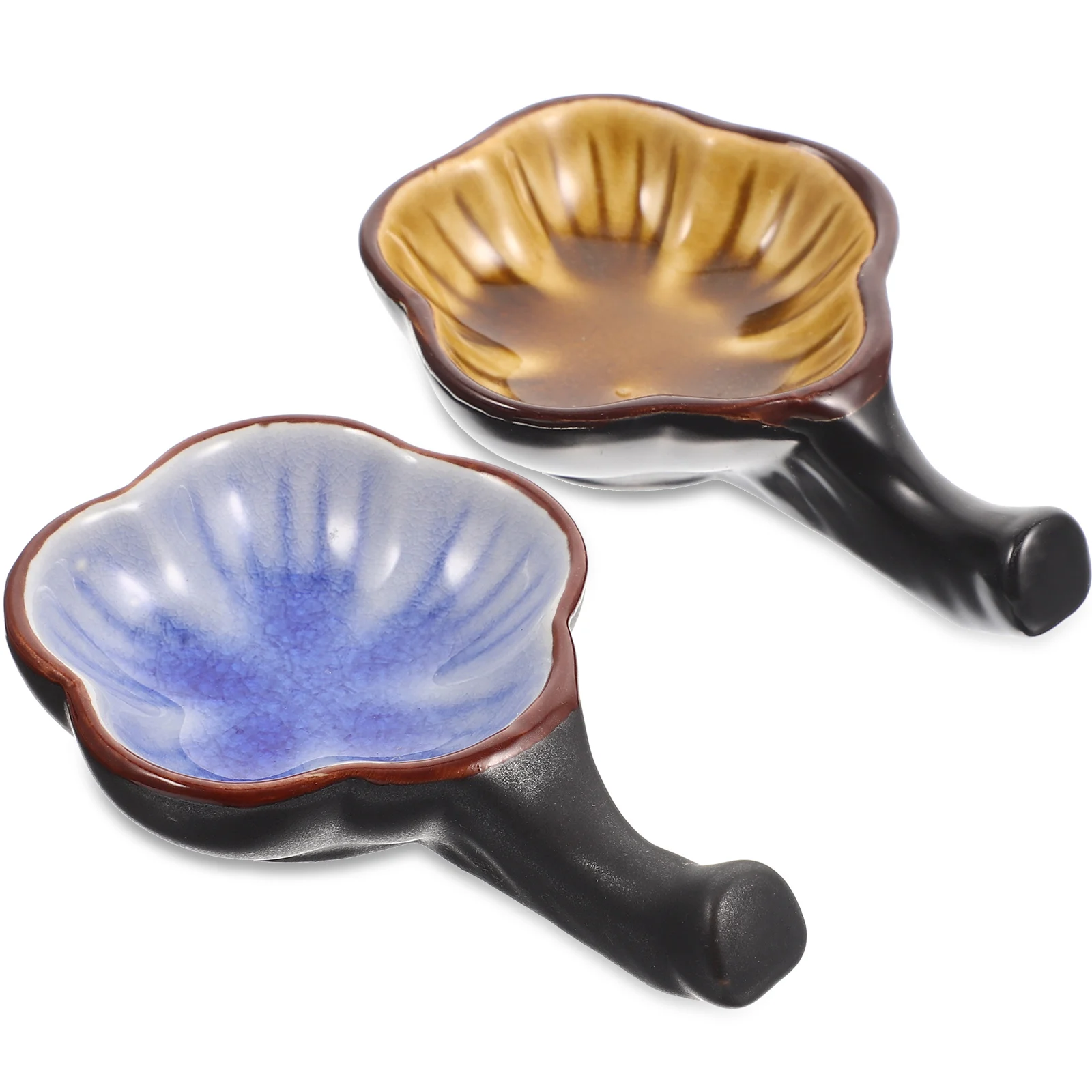 2Pcs Ceramic Ink Dish Plate Delicate Portable Inkwell Decorative Ink-Stone Ornament for Chinese Calligraphy Supplies