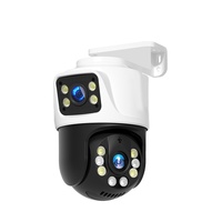 Hiseeu 4MP+4MP Dual Lens Face Detection Outdoor Network POE Dome Ptz CCTV Security POE IP Camera