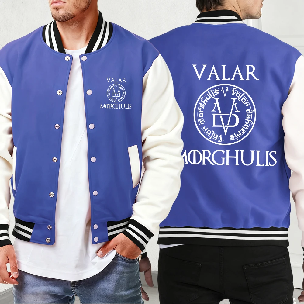 Valar Morguhulis طباعة الشارع جديد البيسبول جيرسي الرجال موضة الهيب هوب جاكيتات جيب الخريف الشتاء الملابس مريح أساسيات Veste