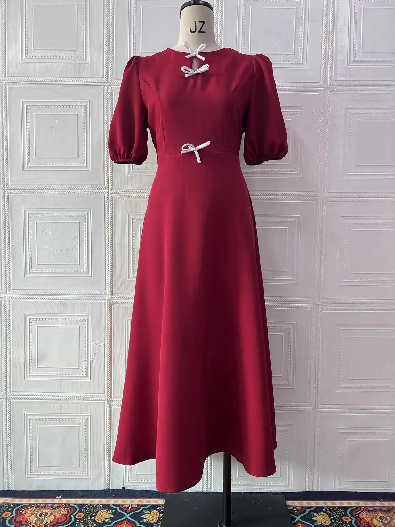 New 2026 Women's plus Size Dr with Belt k Red Evening Gown KTV Formal Dr Polyester Fiber mid Waist Five Sve Length