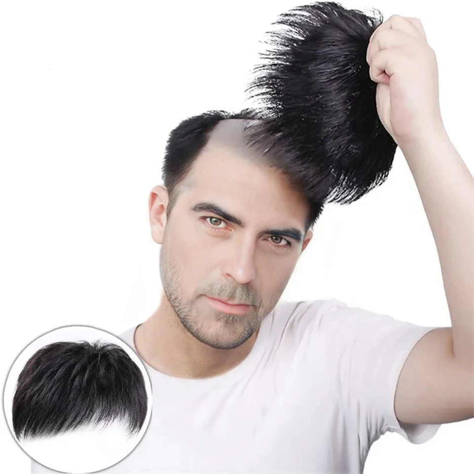 Synthetic Men's Wig Replacement Patch For Covering White Hair Bald Head Baldness Breathable Internal Network Wig Patch ﻿