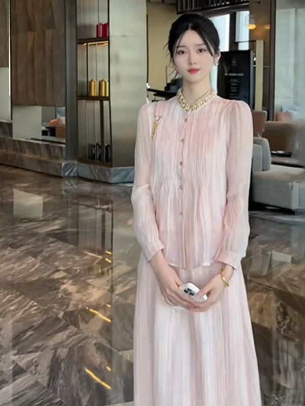 

Элегантный розовый комплект с пайетками: модная женская одежда для среднего возраста, осенне-зимний костюм-тройка в женственном стиле, уникальный женский наряд