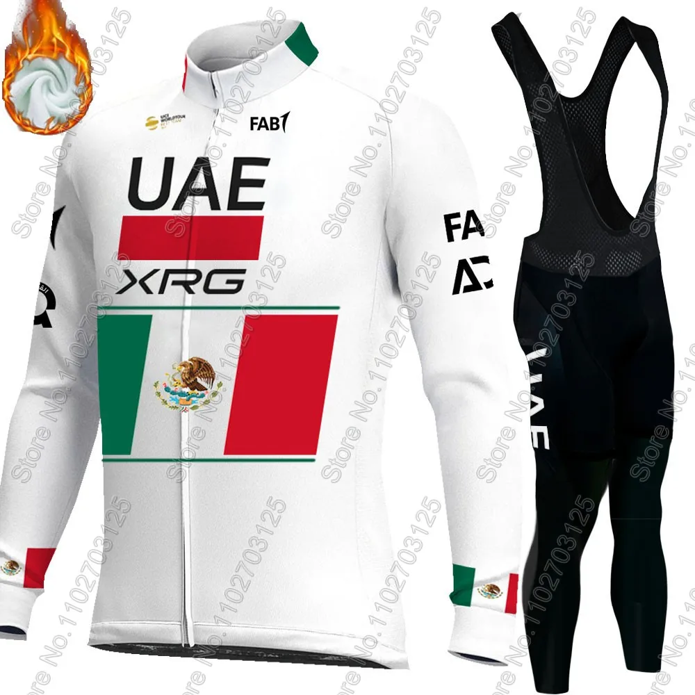 الإمارات العربية المتحدة فريق الدراجات 2026 المكسيك جيرسي مجموعة رجالي كم طويل الصيف الشتاء الملابس الطريق دراجة قمصان دعوى دراجة مريلة السراويل الجبلية #5