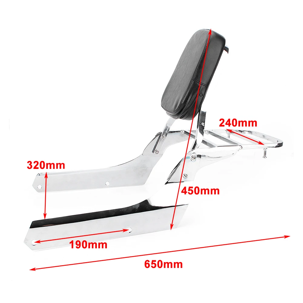 Motorcycle Backrest Sissy Bar Luggage Rack Back Rest For Honda Shadow Spirit VT 750DC 2007 2008 2009 2010 2011 2012 2013 2014 