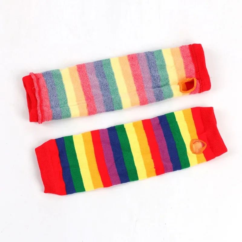 1 Set Rainbow Gloves Over Knee Thigh High Socks Set for Girls School JK Uniform Cosplay Accessories Arm Leg Warmers Oversleeves view 4