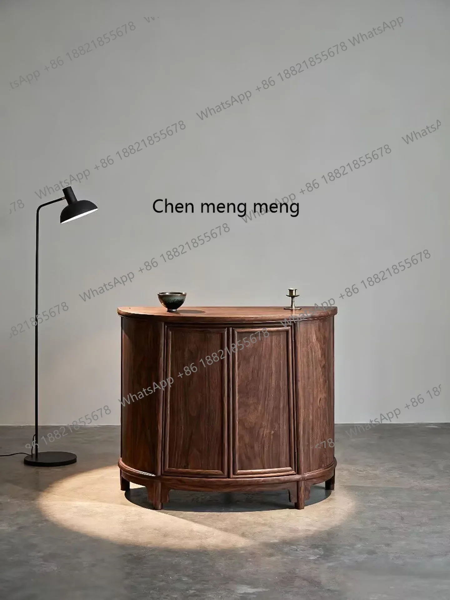 

New Chinese-style ash wood dining side cabinet Song-style aesthetics minimalist entrance cabinet living room solid wood