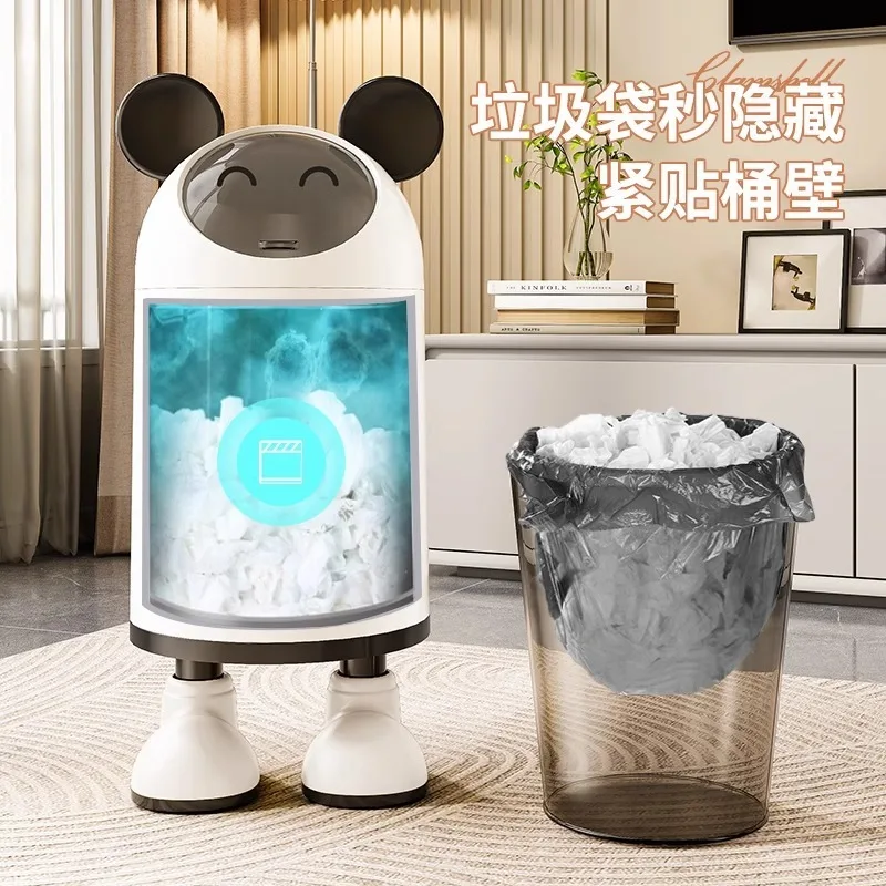 Cartoon Trash Can Cute Ear Flip Lid Wastebasket Garbage Can Recycle Bin Kitchen Waste Bin Bathroom Accessories Home Decor Gift