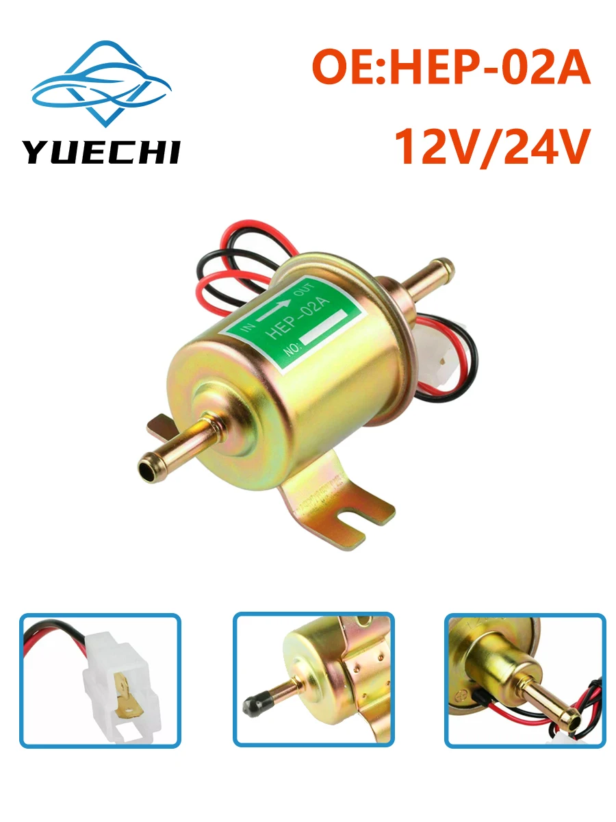 Pompe à carburant électrique universelle 12V/24V, fil de fixation de boulon basse pression, essence Diesel HEP-02A pour carburateur de voiture moto ATV