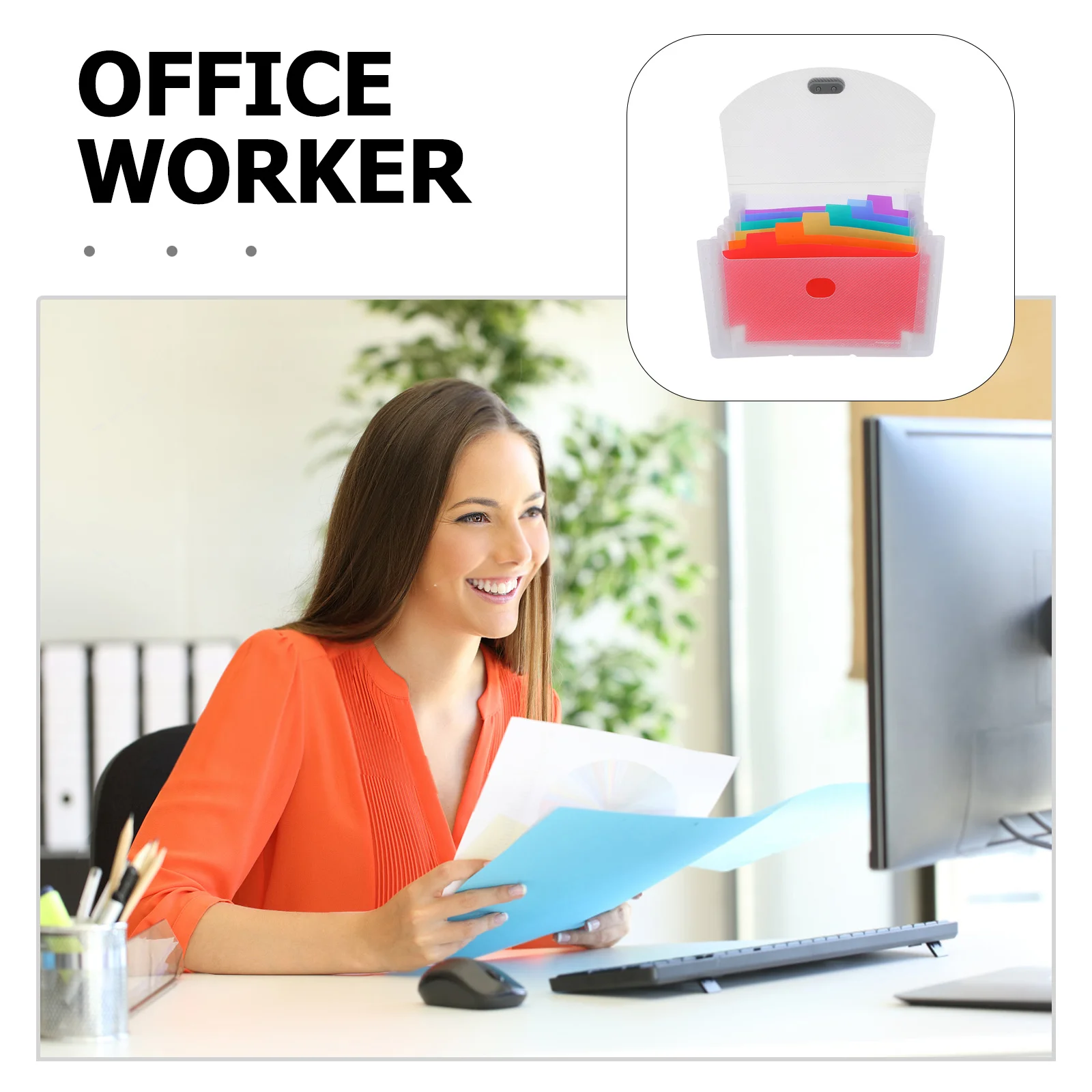 2Pcs Waterproof Document Bags Clear Plastic Accordion Organizer 7 Pockets Portable File Folder for Receipts Invoices Currency