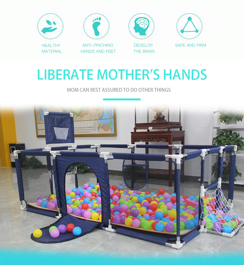 IMBABY-Parque Infantil Grande para Crianças, Cercadinhos De Bebê, Cercadinho Dos Desenhos Animados, Cerca De Atividade De Basquete, Pool Balls Park