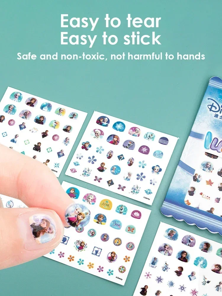 ملصقات أظافر ديزني للفتيات والأطفال للتوهج الليلي على الجليد والثلج الرومانسية الأميرة إلسا ملصقات أظافر ألعاب ملصقات كرتونية