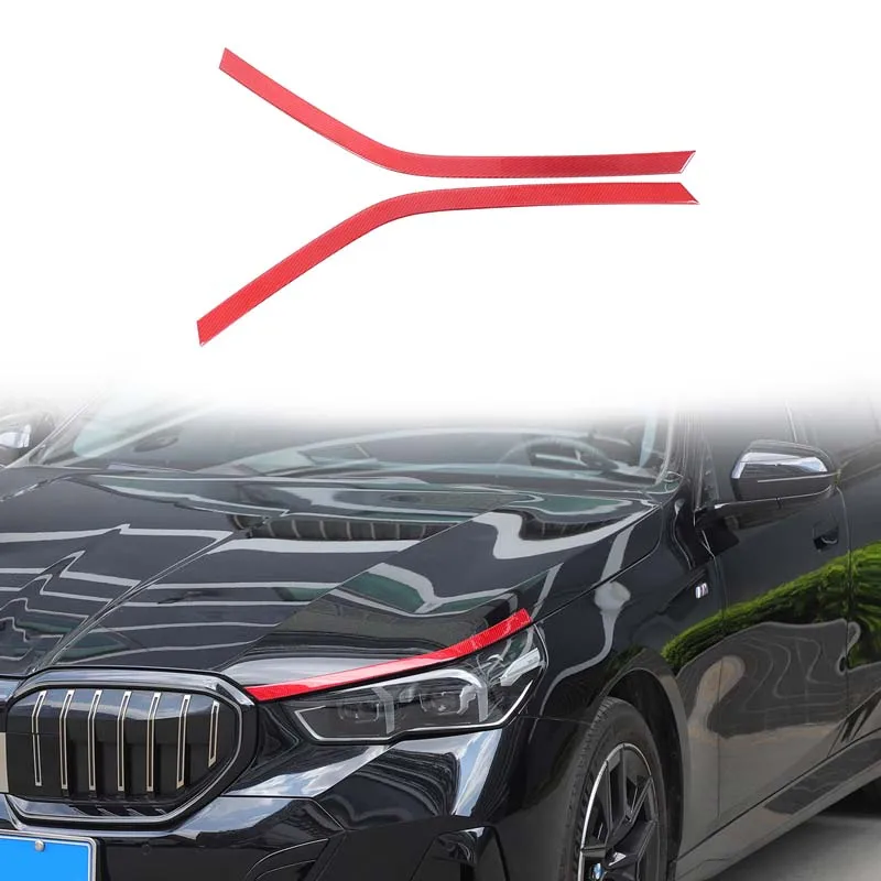 

Для BMW 5 серии 2024 + модификация наружного украшения автомобиля, наклейка для передней фары, декоративная полоса для бровей (мягкое углеродное волокно)