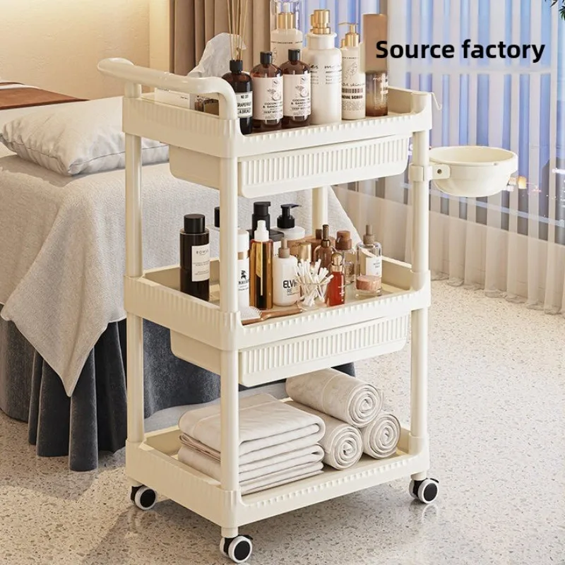 

Multi Function Mobile Cart Beauty Salon Storage Shelf for Skincare Organization and Accessories Bathroom Organizer Storage
