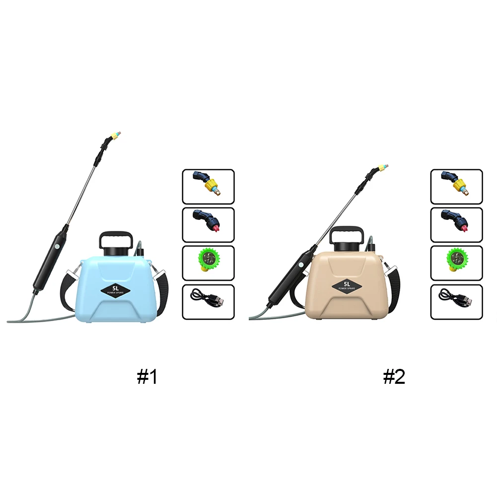 

Power Watering Can 5L USB Rechargeable Garden Irrigation Sprinklers 360 Rotating Nozzle with Shoulder Strap Garden Watering Tool