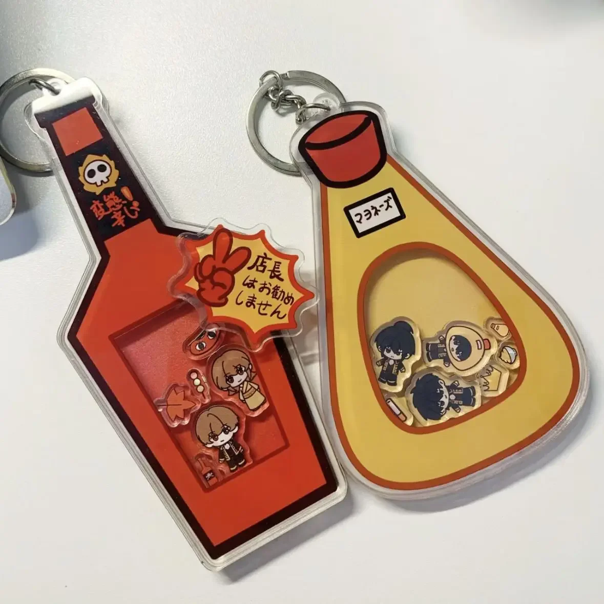 Gintama Shake Anime Keychain Okita Sougo Chili Sauce Acrylic Key Chain Hijikata Toushirou Mayonnaise Key Ring Bag Pendant Gift