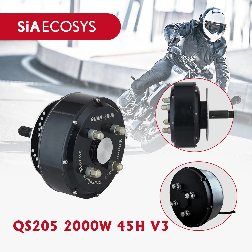QSMotor QS205 45H V3 2000W Electric Car Hub Motor 72V 168N.m Torque IP54 Waterproof BLDC for Tricycle Vehicle Conversion