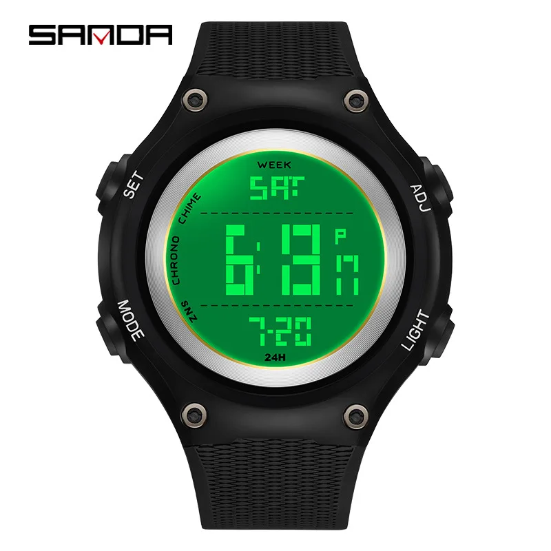Reloj electrónico SANDA 50 metros resistente al agua + luz nocturna Esfera digital grande reloj deportivo multifuncional a prueba de golpes para exteriores
