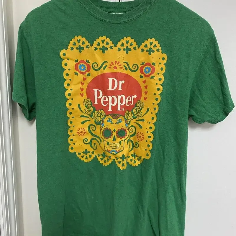 Dr Pepper Size S Day Of The Dead Skull T Shirt Green Mint Cotton Blend
