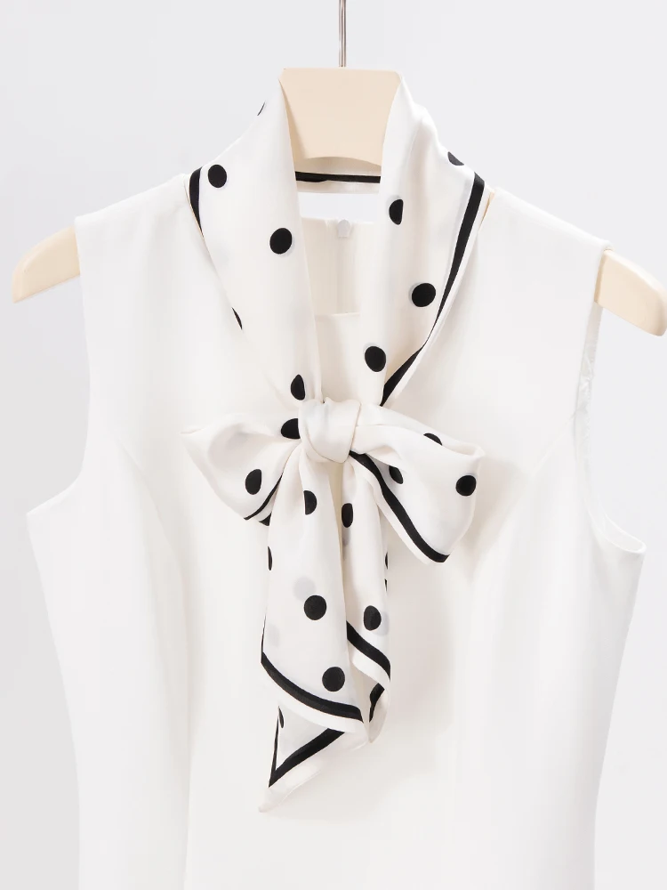 二重層00-マルベリーシルクスカーフ-レディース-水玉模様ネクタイ-韓国風-夏ファッションアクセサリー-あらゆる年齢層に多用途