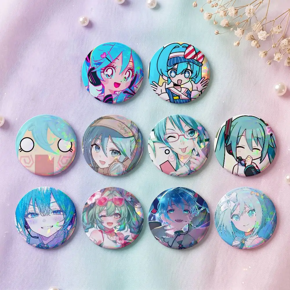 Cute M-Miku Kawaii Badges 25 32 44 58 75 Mm Round Cosplay Pin Bag Decor Fans Collect Friends Gifts Brooch Souvenir