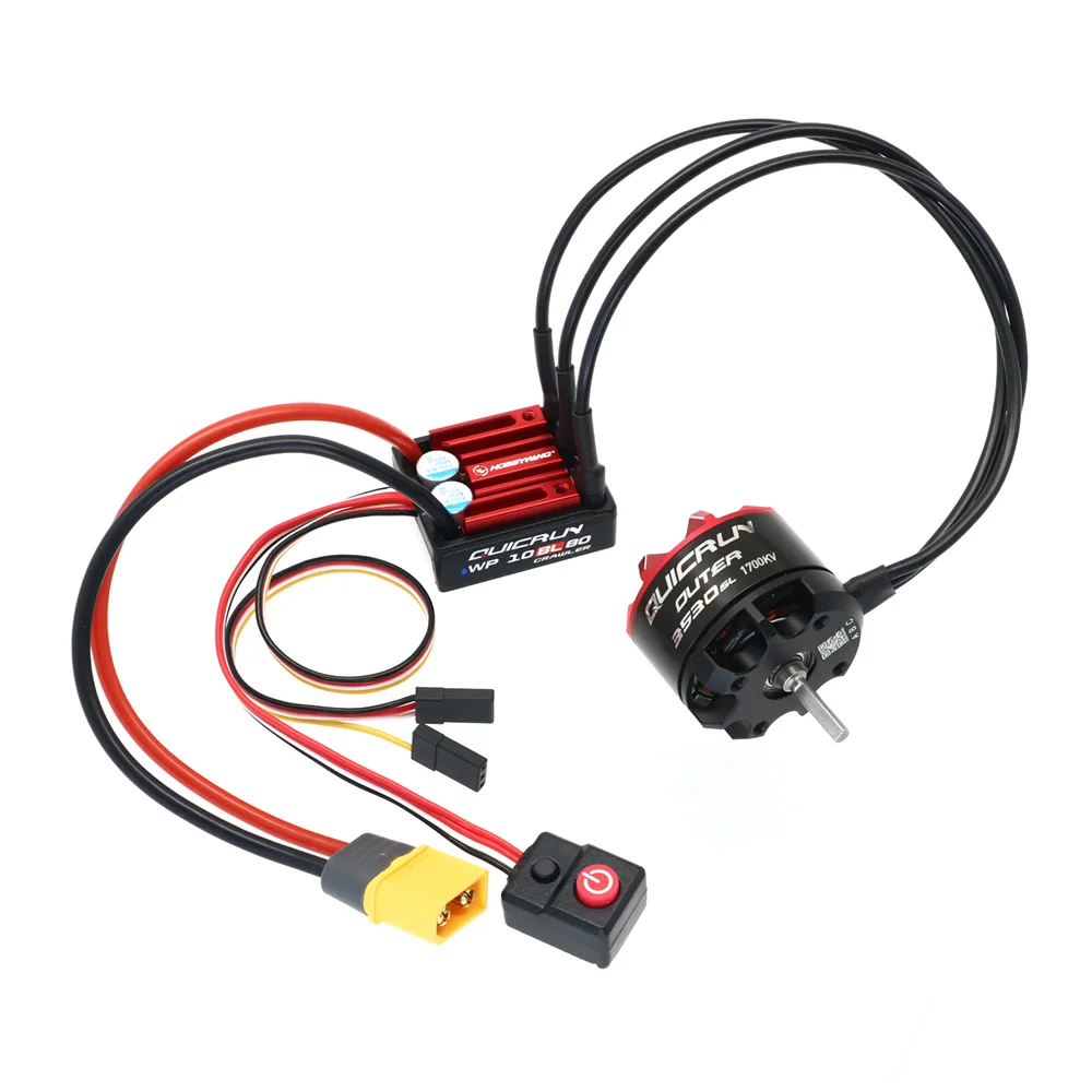Hobbywing Quicrun WP 10BL80 2-4S 80A Waterproof ESC / Outer-3530SL-1700KV / 2200KV Brushless Motor For 1/10 RC Crawlers Car