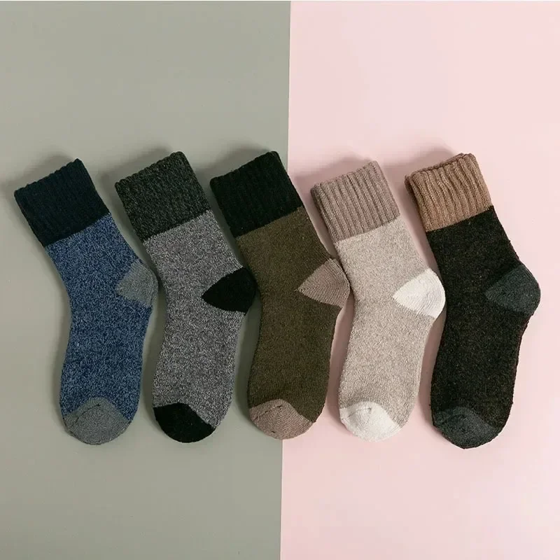 Unisex Winter Thick Warm Wool Socks Harajuku Retro Merino Cashmere Socks High Quality Large Size Casual Stockings Calcetines