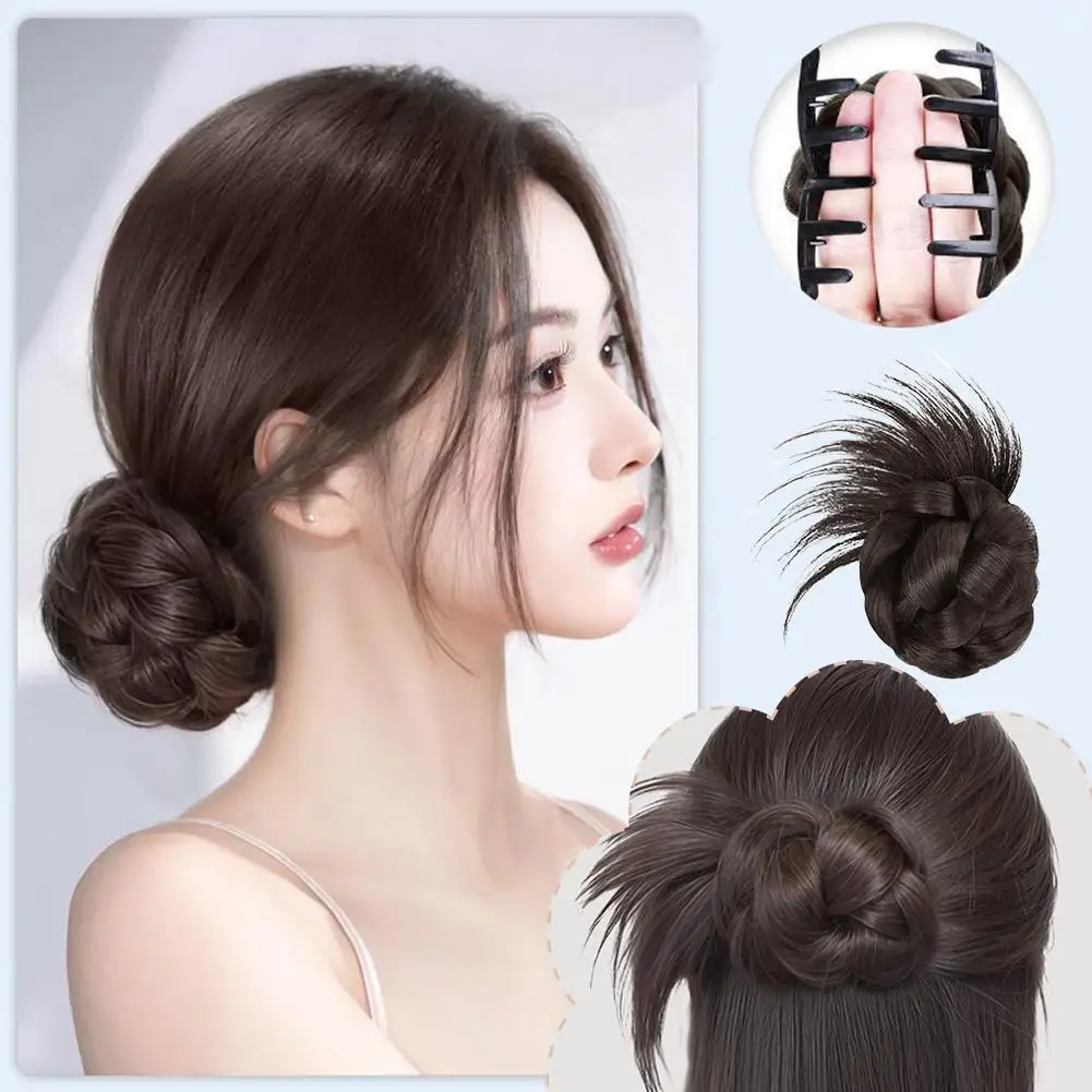 

Women's Bun Hair Wig Fake Human Hair Cold Sensation Hair Claw Clip High Ponytail Clip Accessories Feather Chicken Wig Catch R4N2