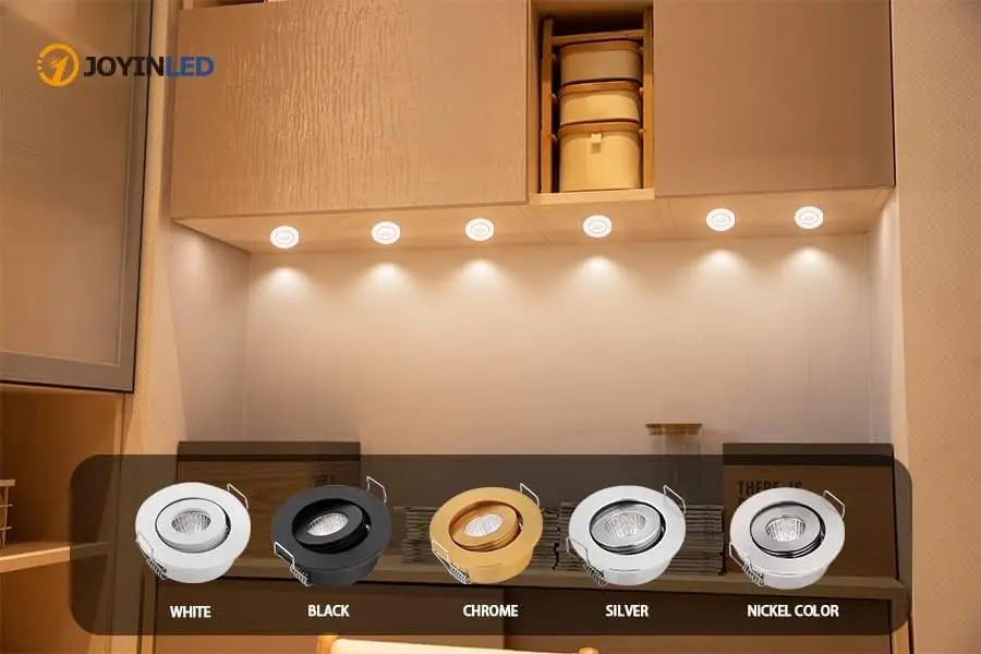 10 Pack 3W COB Mini projecteurs LED réglables encastrés Downlights lampe d'éclairage d'accent pour armoire placard trou taille 42-45mm