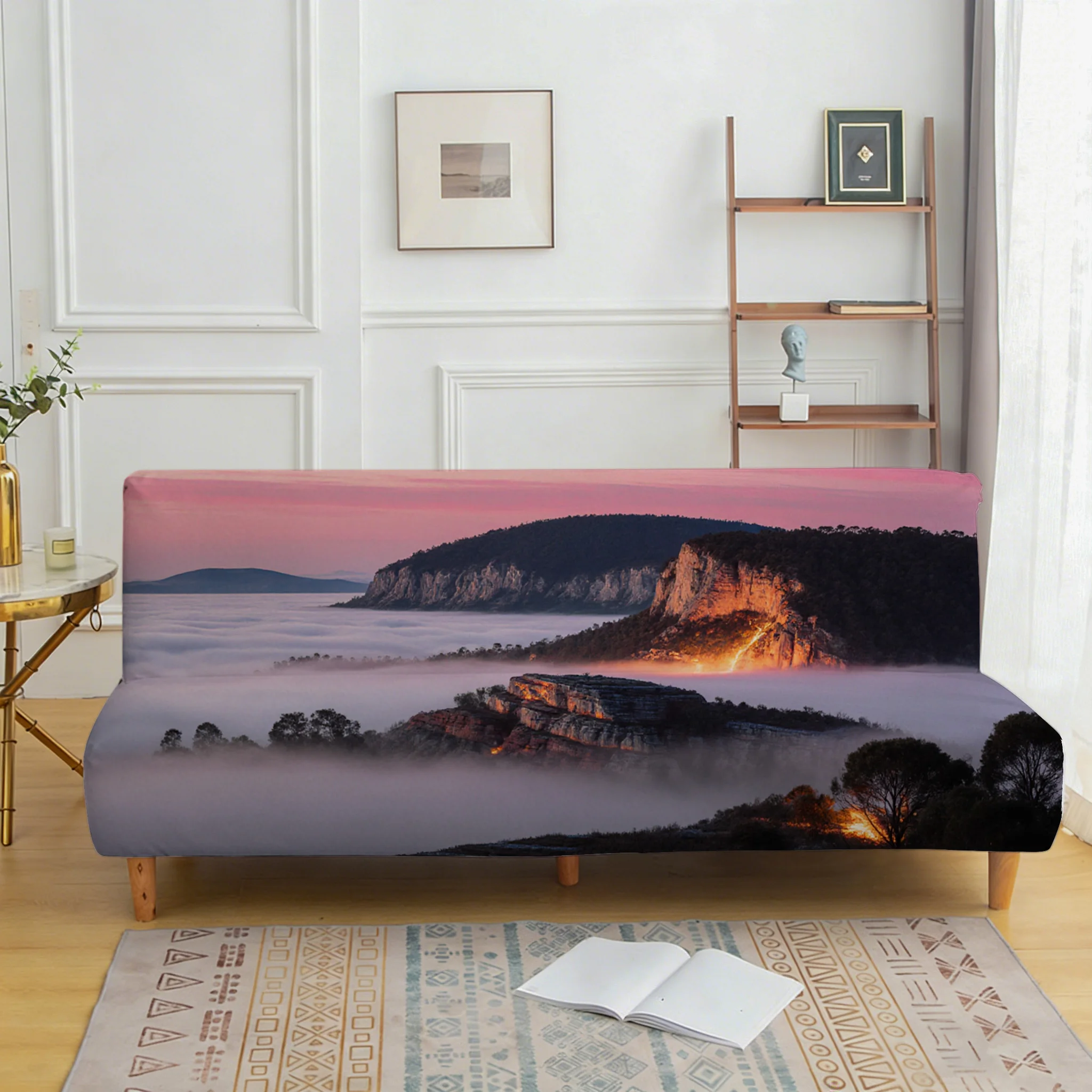 Yunhai Sunrise Printed Elastic Sofa Bed Cover, Living Room Sofa Bed Cover, Dustproof Machine Washable Sofa Bed Cover