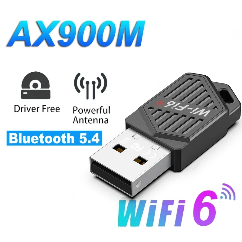 

900 Мбит/с USB WiFi 6 BT 5.4 Адаптер 2в1 Dongle AX900 Двухдиапазонный 2,4G и 5 ГГц USB WiFi Сетевая карта Беспроводной Wlan Приемник БЕСПЛАТНО