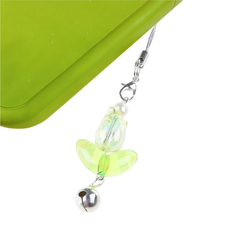 Sweet Tulips Flower Phone Charm Straps Car Key Hangings Pendants Fashion Bag Decoration Lanyard Purse Accessories