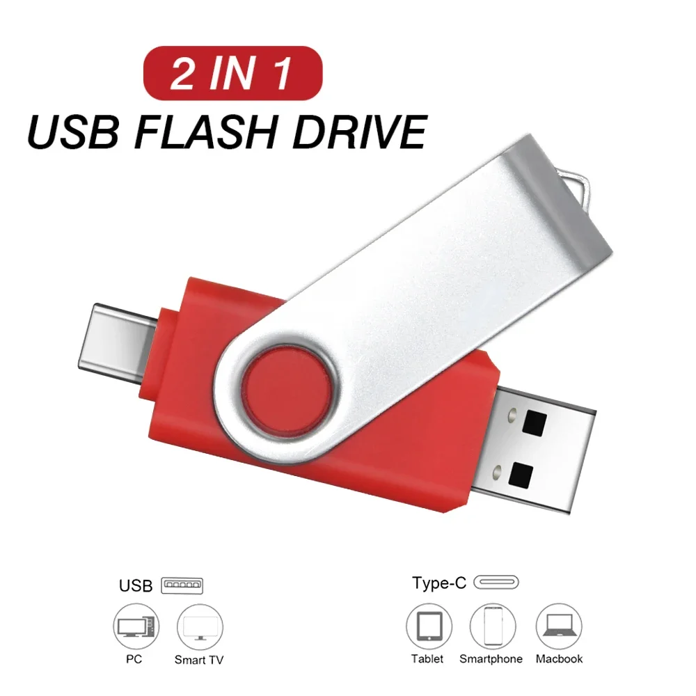 Otg-高速ペンドライブ,メタルUSB 2.0およびタイプc,ギフト用,4GB, 8GB, 16GB, 32GB, 64GB