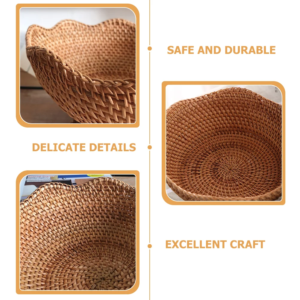 Fruit Dish Rattan Plate Shelves Key Storage Basket Seagrass Trinkets Wallet and Organizer