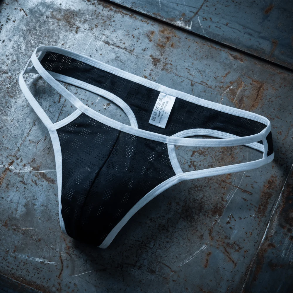 

Fashion Hollow Men's Thongs Low Waist Briefs T Back Panties Ultra-thin Men's Underwear Summer