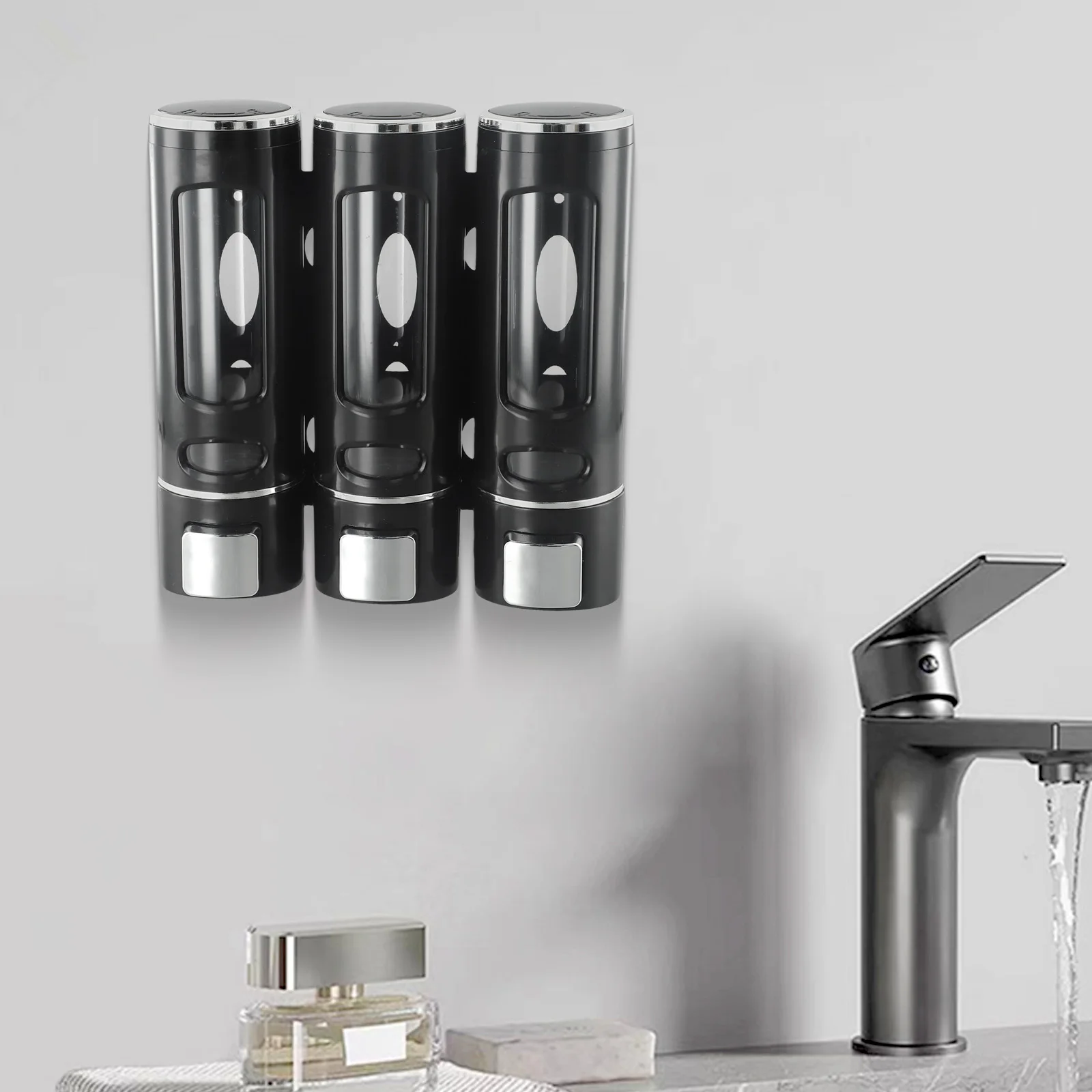 1pc 3 In 1 Soap Dispenser For Hotels 400ml Bathroom ABS Wall Mount Soap Dispenser Set Home Improvement Replacement Tools