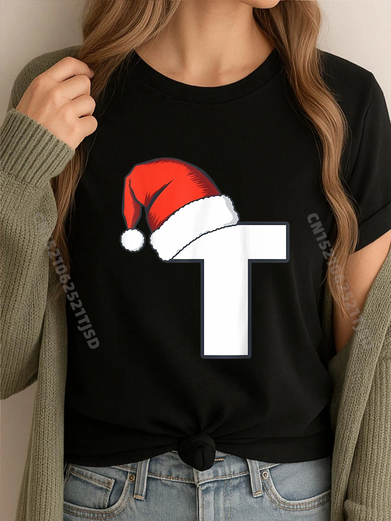 

Рождественские семейные одинаковые футболки с алфавитом для женщин и женщин, черные футболки с рисунком, дышащие винтажные футболки в стиле Харадзюку