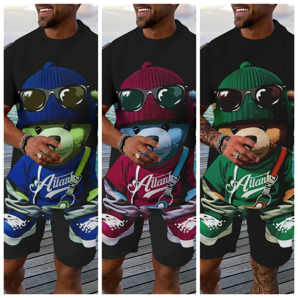 

2025-26 Summer Best-selling New Trend Fashion Luxury Suit 3D Printing Street Breathable Quick-drying T-shirt Shorts Set