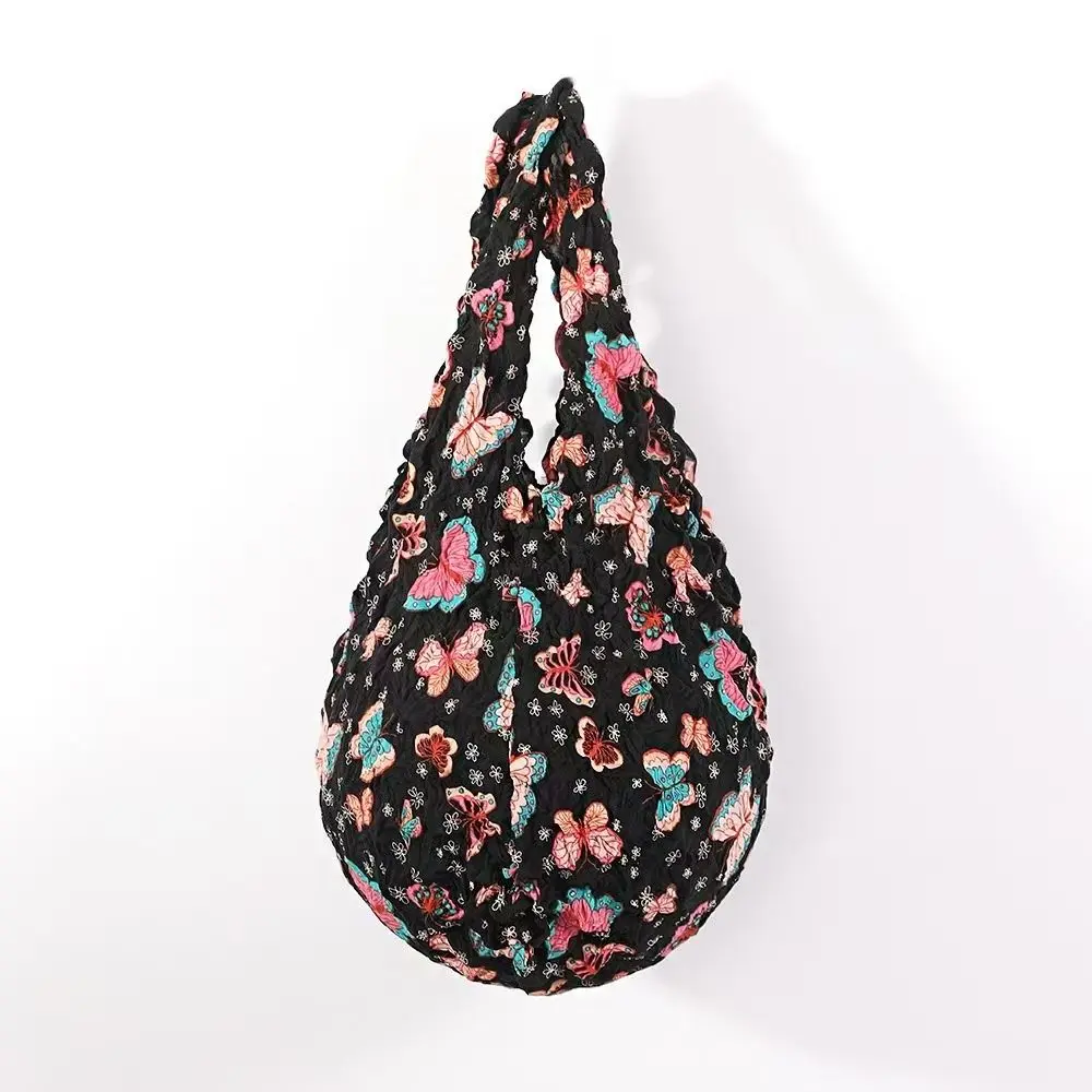 Reusable Bubble Foldable Stretch Bag Large Capacity Multi Purpose Pleated Flexible Handbag Shopping Bag Handheld