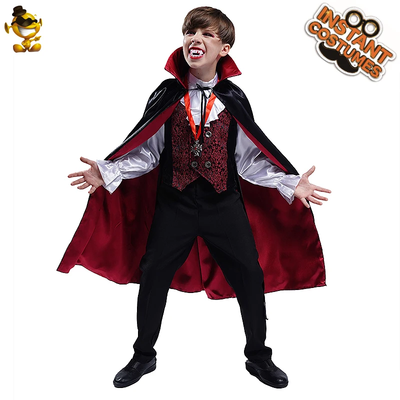 Disfraces de vampiro para niños, ropa de fiesta para Halloween, con capa, Purim, vampiro