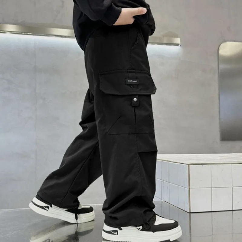 

Boys' Cargo Pants Spring 2025 Toddler & Big Kids Windproof Straight-Leg Cuffed Casual Outdoor Style Stylish & Versatile